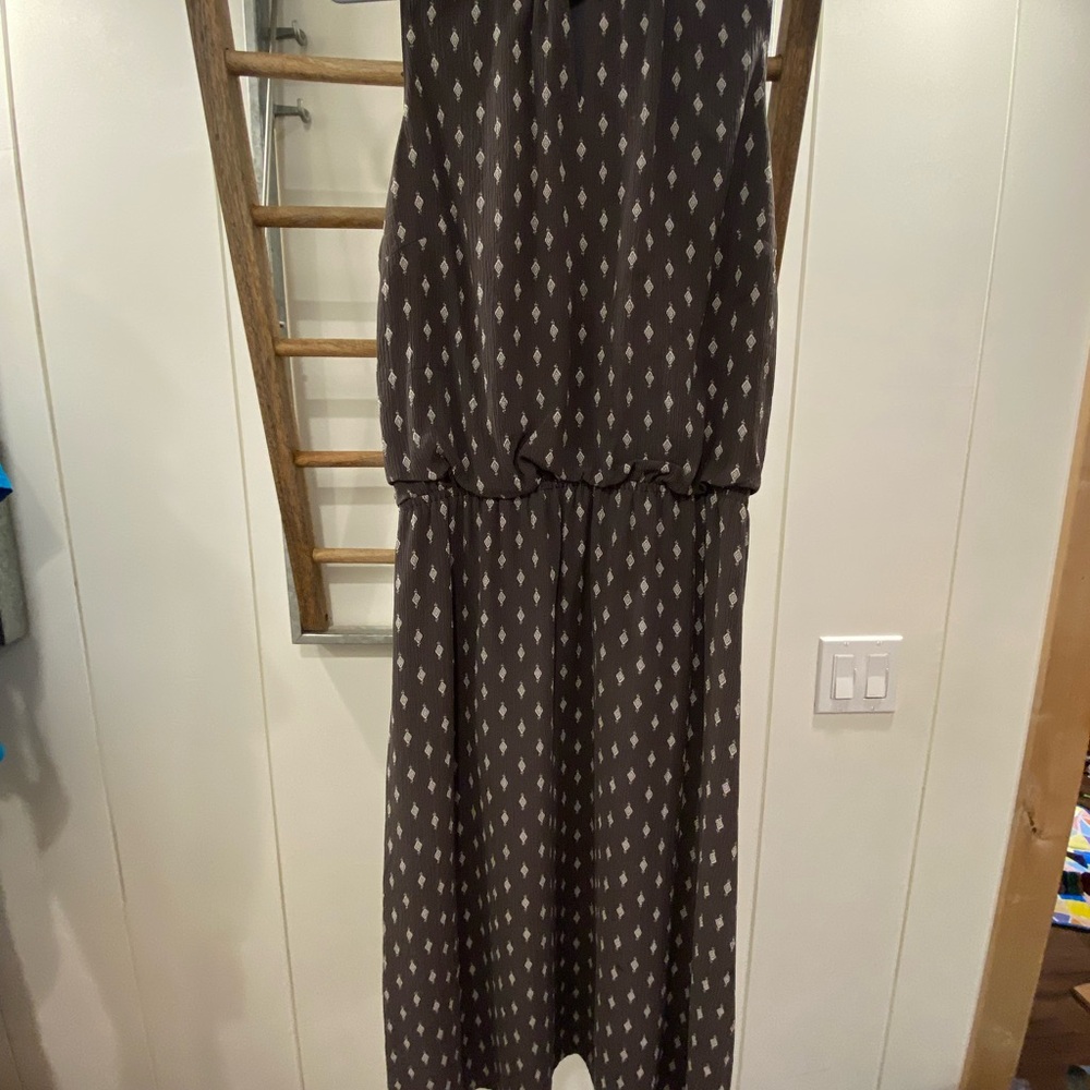 Garnet Hill Strapless Brown and Cream Dress